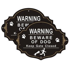 Beware of Dog Sign, 2 Pack Beware of Dog Signs for Fence, 10x8 Inch Rust Free...