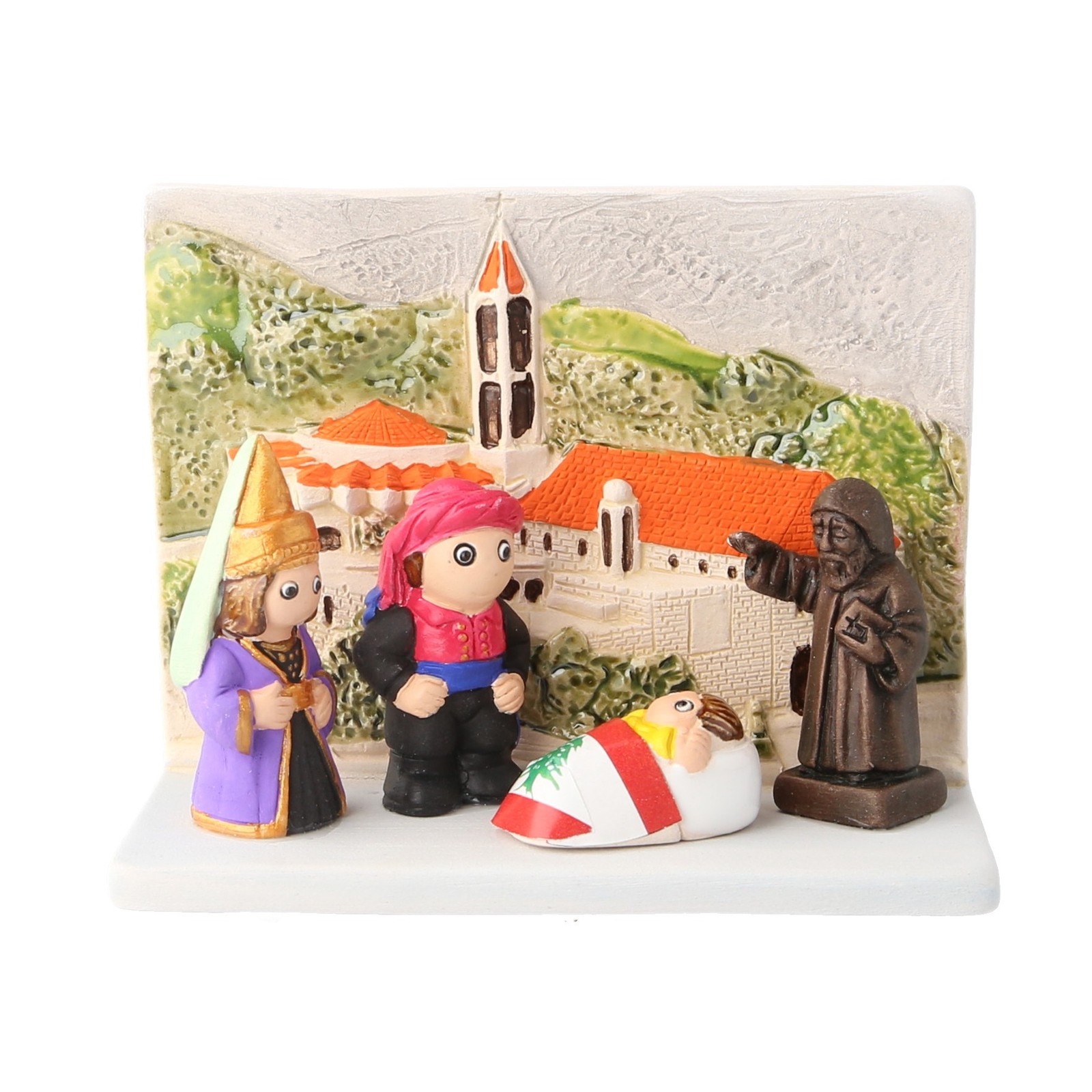 Crèche du Liban en céramique 8x7cm blanche pour collectionneurs