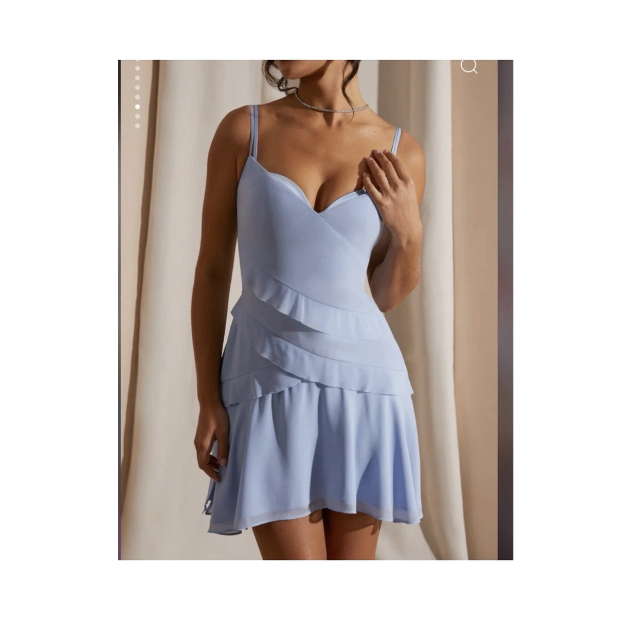 knee length dresses for ladies Light Blue Strapless Floral Layers A-Line Long Prom Dress with Slit Light Blue / US 14 main image 1