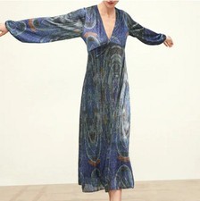 NWT Zara Multicolor Lurex Shiny Long Sleeve Midi Dress Cocktail Party Dinner