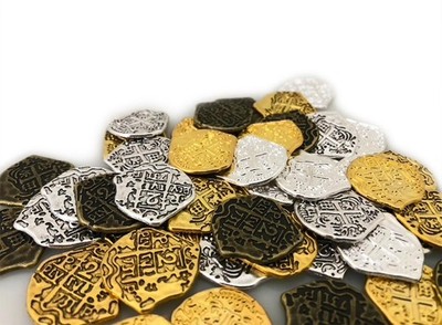 Seven Seas Pirates Toy Metal Gold and Silver Colored Treasure Coins - 200 Tokens