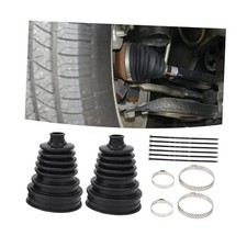 2PCS CV Boot with 4 Stainless Steel Clamps  6 Cable Ties,Waterproof  Black