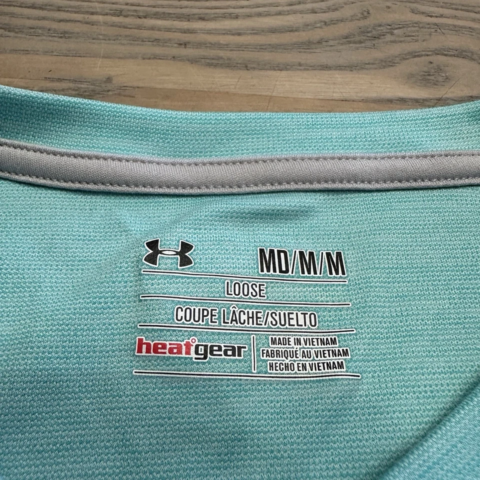 Lote De 2 Camisetas Under Armour Para Mujer M Sueltas Cuello Redondo Camiseta S/S Rosa Y Azul Gimnasio Foto 4 de 4