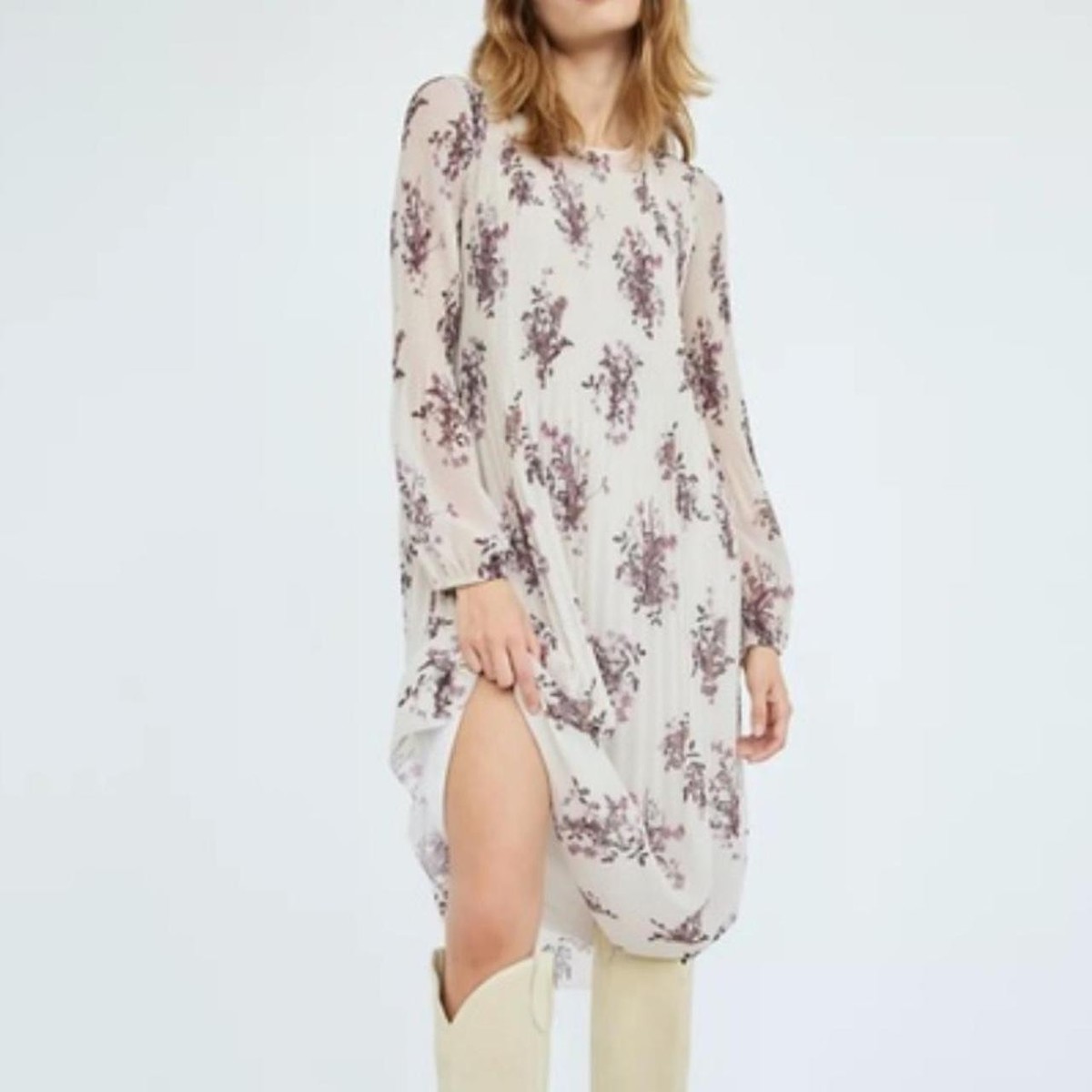 daydreamer floral mini dress Current Mood Floral Mushroom Chiffon Sheer Mini Dress