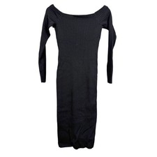 Michael Kors Ribbed Off Shoulder Dress Womens Medium Black Excellent JH68WYB5ZV