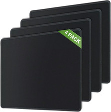 4-Pack Mouse Pads,10.1 X 8.2 Inches Non-Slip Rubber Base, Black