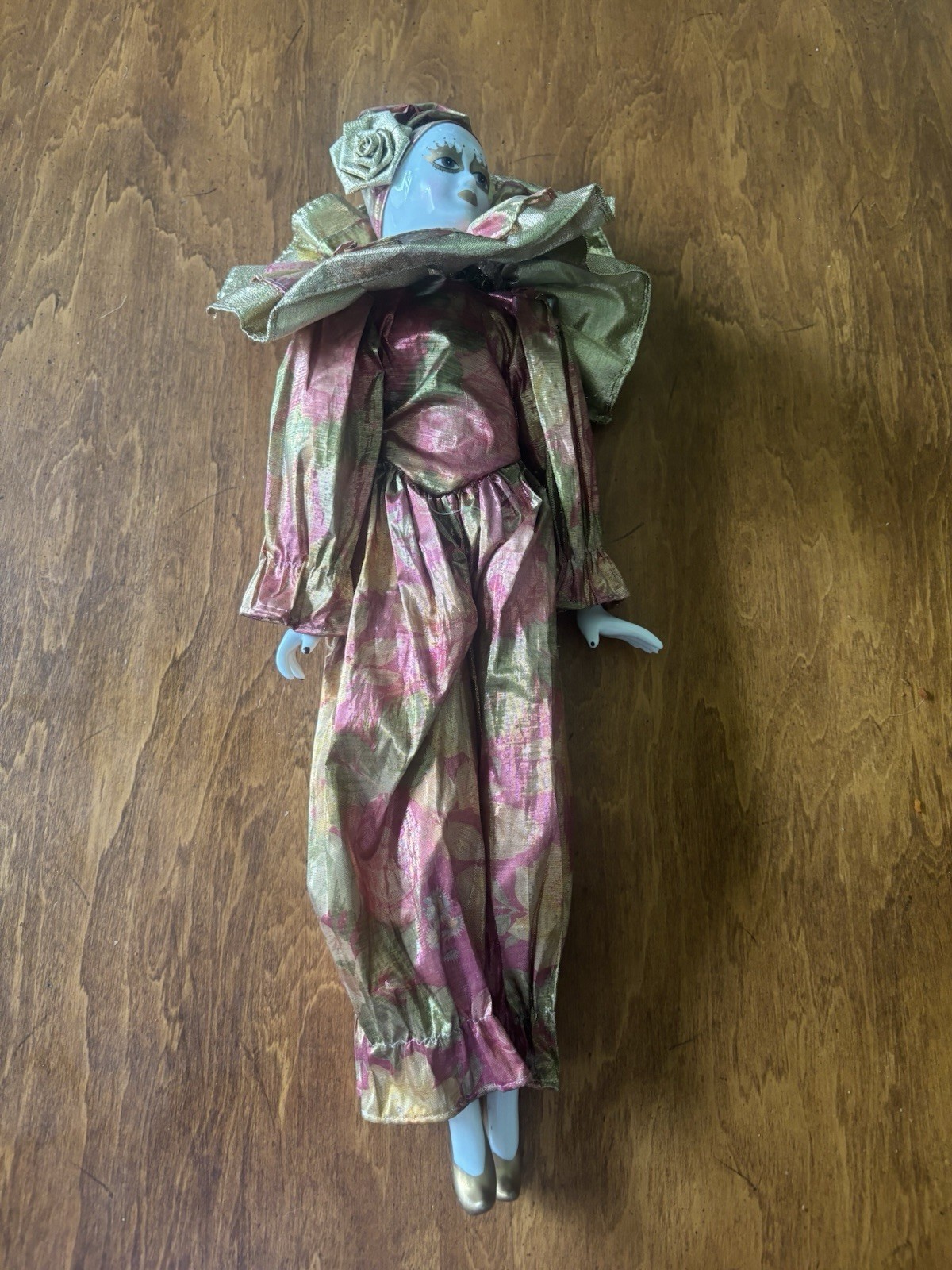 Vintage Bisque Porcelain Harlequin Clown Doll