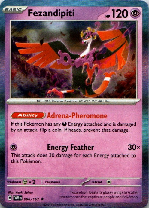Fezandipiti 096/167 Common 2024 NM Pokemon Card