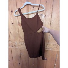 Ths Chocolate Brown Asymmetrical Cutout Mini Dress Size M