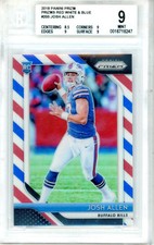 2018 Panini Prizm Josh Allen Red White Blue Rookie 205 BGS 9 MINT Buffalo Bills