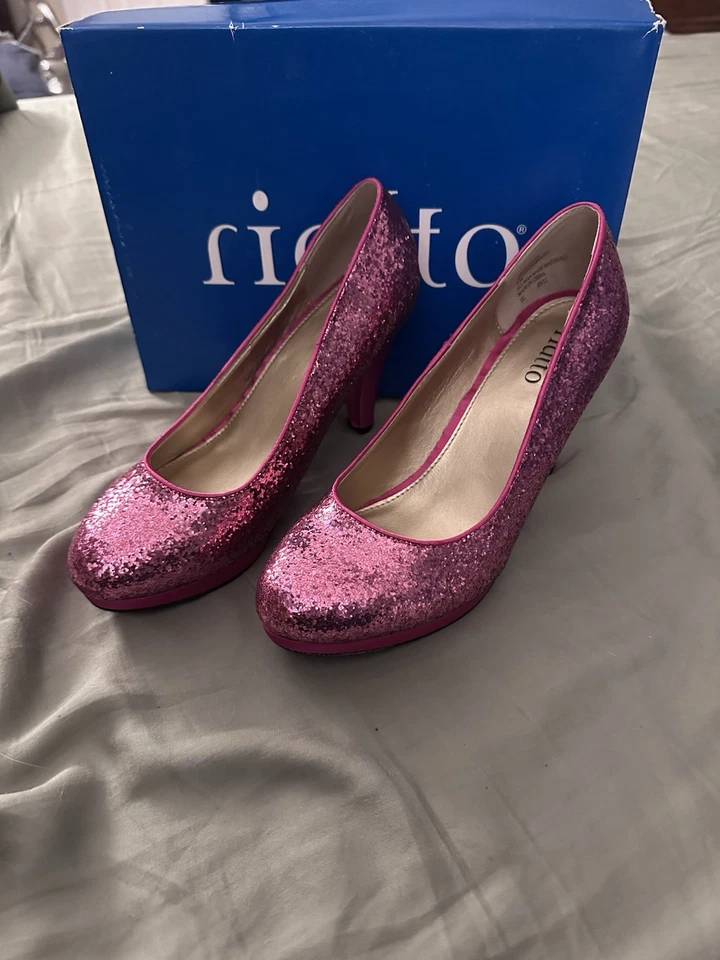 Rialto Dorothy Pink Glitter Breast Cancer Awareness Heels, NIB, Size 8M - Image 2 of 4