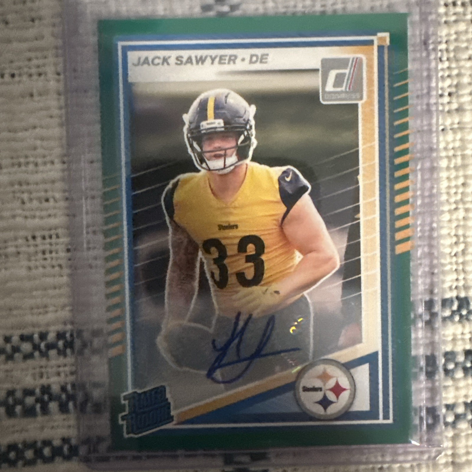 2025 Panini Donruss - Rated Rookie Jack Sawyer #390 Green Autographs (AU, RC)