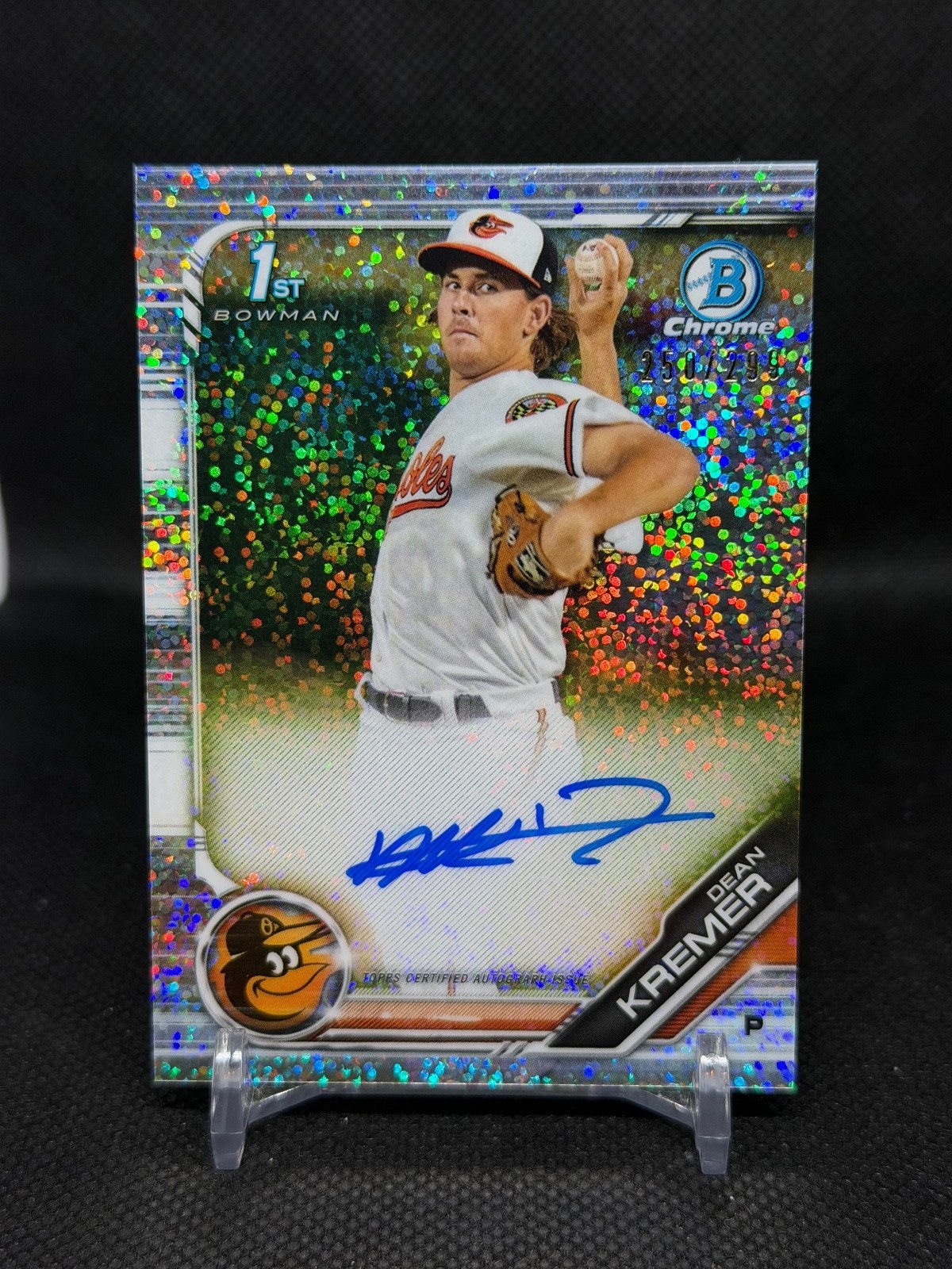 2019 Bowman Chrome Prospect Speckle Refractor /299 Dean Kremer #CPA-DK Auto