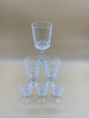 Set of 6 Cristal D'Arques France LOUVRE Cut Lead Crystal 6oz Wine Glasses 5 3/8''