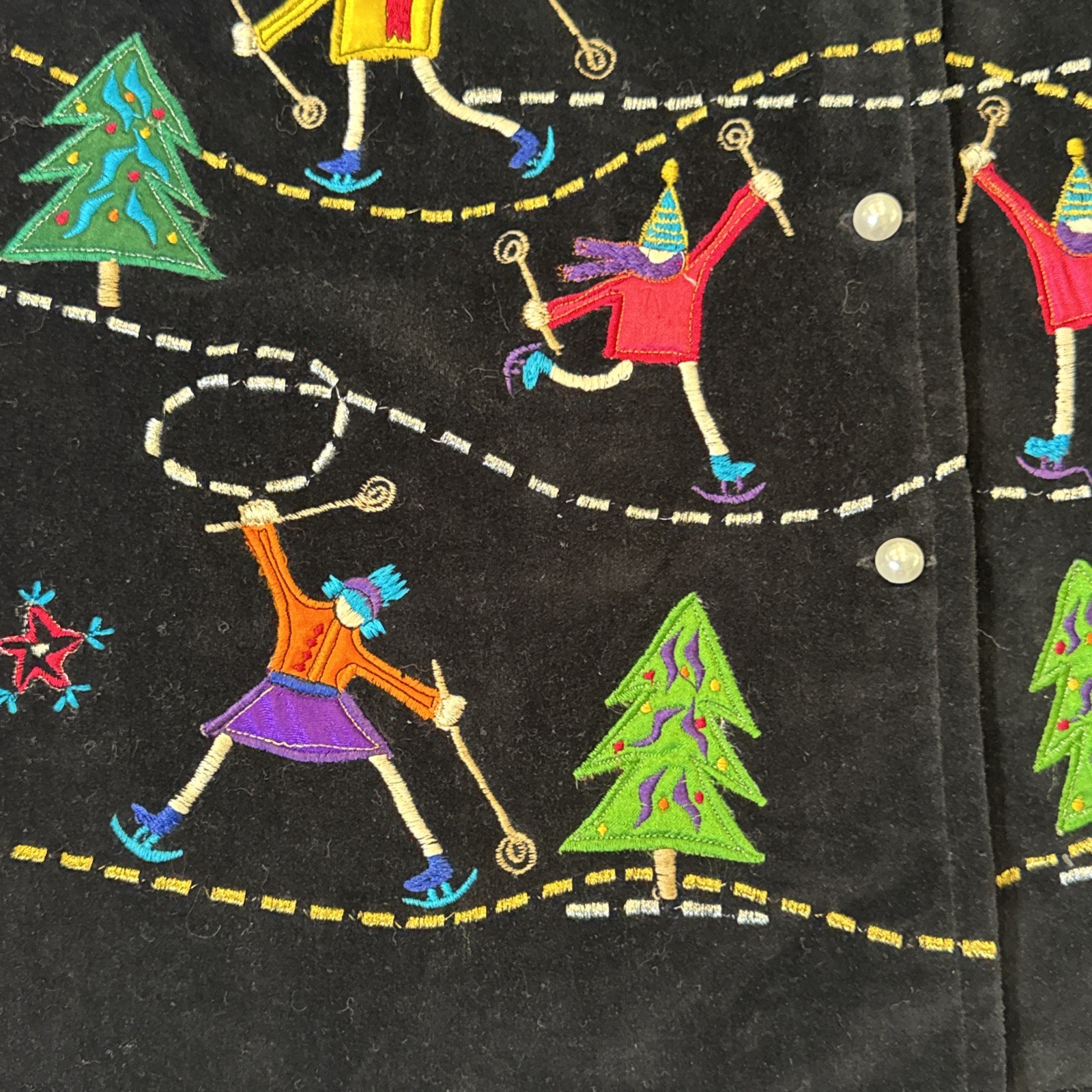 VTG Winter/Christmas Colorful Ice Skating Vest Ugly Sweater/90’s Bright Colors