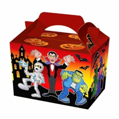 Halloween Spooky Trick or Treat Lebensmittel Boxen Mahlzeit Box Kinder Süßigkeiten Party Tasche P/W