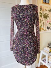 Reformation Tomas Nasrin Floral Print Mesh Long Sleeve Dress Size Medium