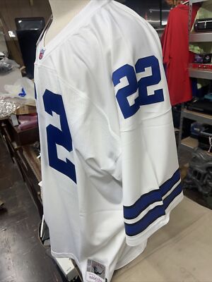 Maillot Emmitt Smith Dallas Cowboys 1992 – Authentique Russell Athletic, Taille 48, Blanc, Modèle De Jeu Cousu