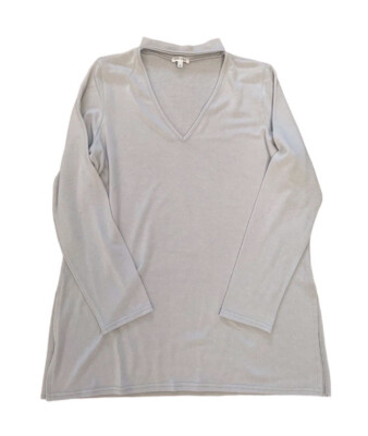Damen Langarm Oberteil Größe 12 Grau Halsband River Island V-Ausschnitt Pullover