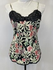 Vintage Vanity Fair Sheer Silky Liquid Satin Cami Floral Lace Camisole 34 Medium