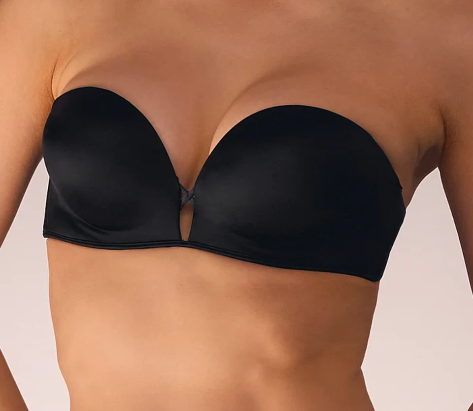 VICTORIA'S SECRET BLACK BOMBSHELL ADD-2-CUPS PUSH UP MULITWAY STRAPLESS BRA 34DD - Image 3 of 4