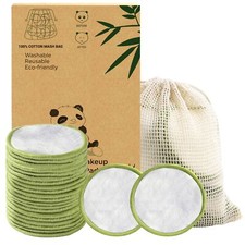 20 Pack Reusable Makeup Remover Pads  Bamboo Cotton Rounds for Toner