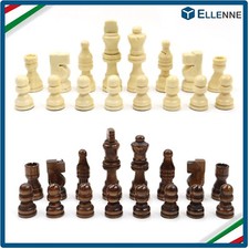 32 PEZZI PEDINE DEGLI SCACCHI IN LEGNO 2.5 POLLICI NERE BIANCHE ADULTI E BAMBINI