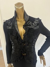 Roberto Cavalli Stunning Leather Trim Jacket Size 10