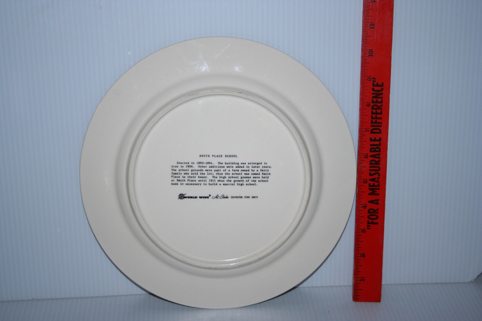 Commemorative Plate of Smith Place School Wilmington, Ohio Erected In