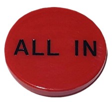 Texas Hold'em Poker 2" All in Acrylic Button 2-Sided Red w/Black Lettering New