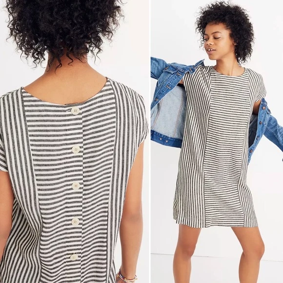 Mini Dress MADEWELL Stripe Play Button Back Tee Linen xsmall style