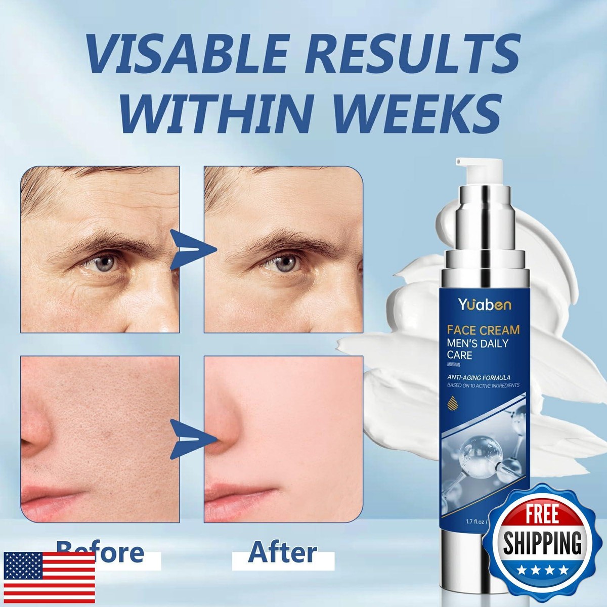 Yuaben Instant Face Lift Cream, Face Cream For Men, Mens