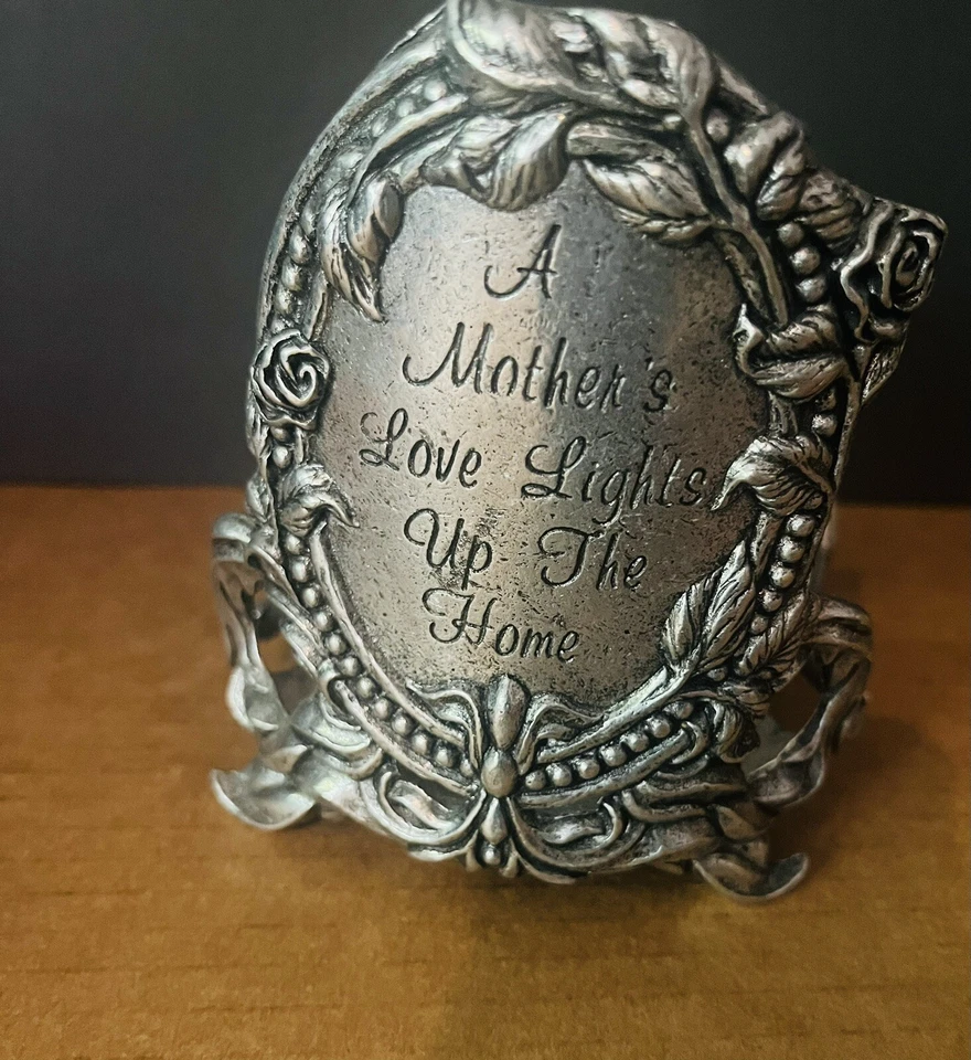 Tarro redondo grande de peltre metálico Carson “A Mothers Love” tarro pilar tarro candelabro 1998 Foto 2 de 4
