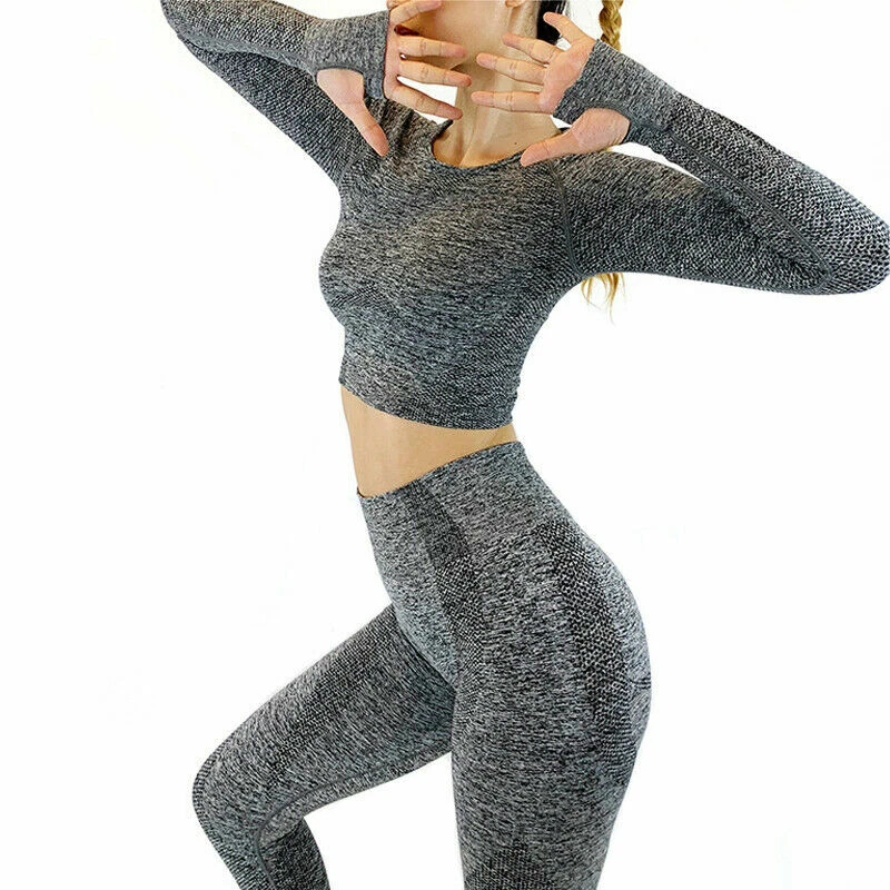 Women Seamless Yoga Set Gym Clothing Fitness Top Workout Pants Sports Wear  Suit