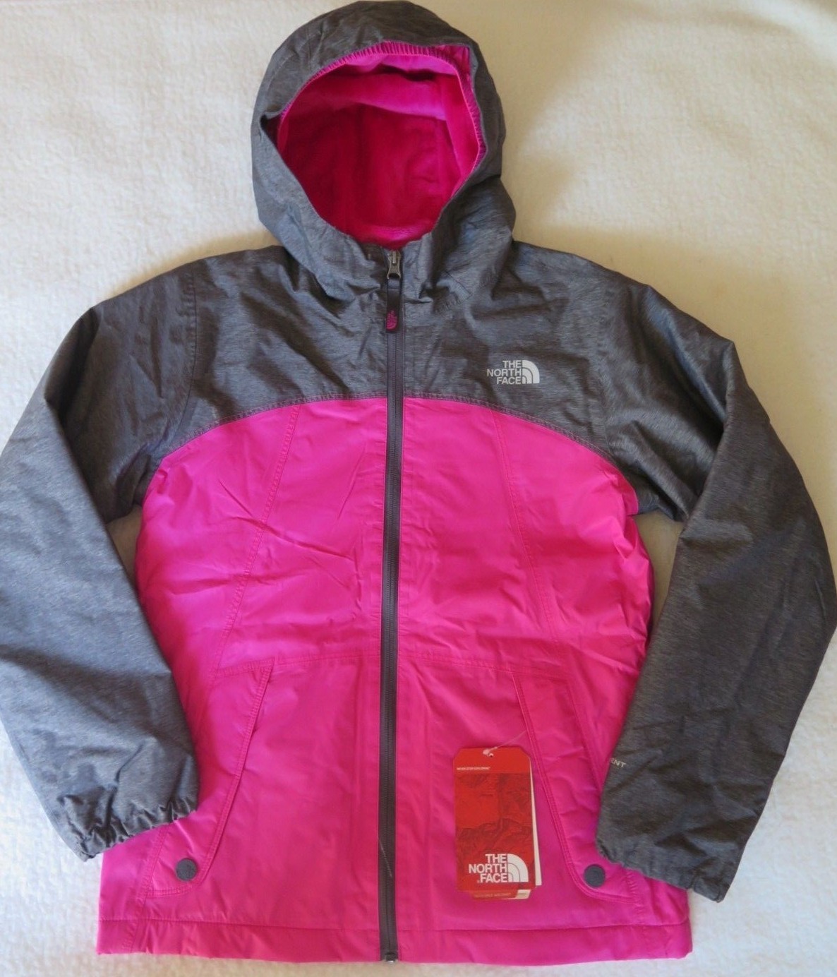 girls pink north face coat
