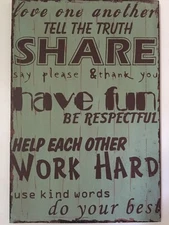 Rustic Oversized Expressions Wall Plaque Distressed Green Family Rules Sign