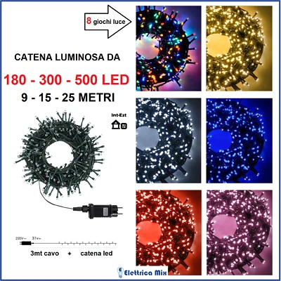 ANCIENT WISDOM luci di natale a led da esterno interno natalizie per albero giardino catena ^