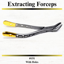 German Dental Tooth Extracting Forceps 151 - Gold With Serrated Jaws-A Quality