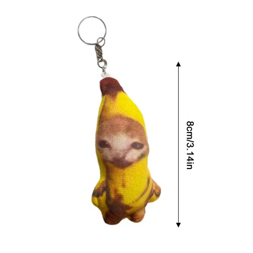 Banana Cat Keychain Crying Sounds Banana Cat Plush Key Ring Pendant Squeeze Toys - Picture 6 of 14