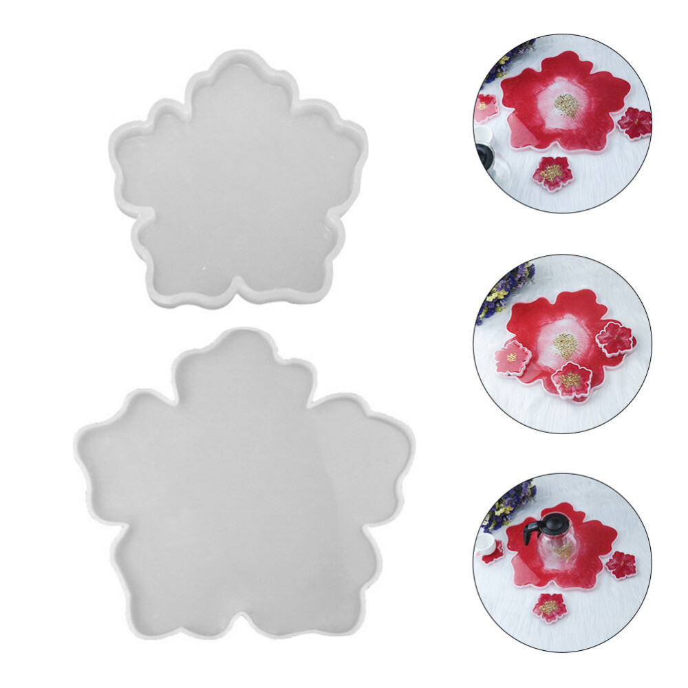 2 Pcs DIY Craft Resin Mold Plate Dish Casting Mold Silicone Tray Mold