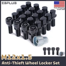 20 Pc Renault Wheel Locks M12x1.5 28mm Shank Black Fit Kangoo/Laguna/Scenic