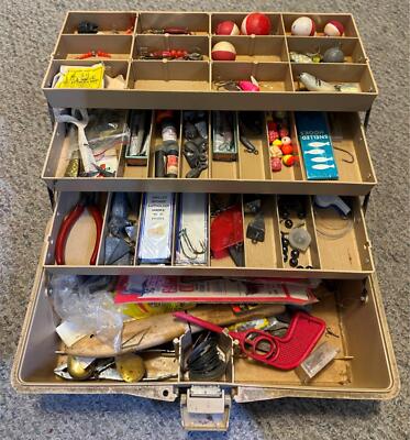 Vintage Fenwick 1080 Fishing Tackle Box Loaded With Gear - 13+ Pounds