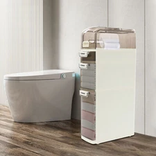 Slim Bathroom Storage Cabinet, Narrow Bathroom Storage, Mobile Storage Organizer