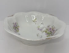 RS Prussia Porcelain Bowl Flowers Purple Blue 10.5" Diameter Vintage Germany