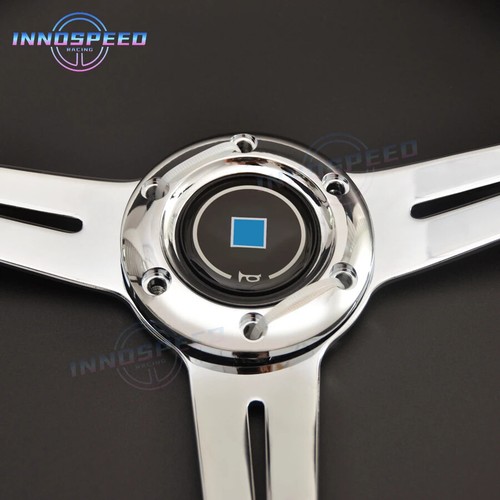 Volante 14 pulgadas blanco con radios cromados 350 mm universal JDM Racing Sport - Imagen 6 de 18
