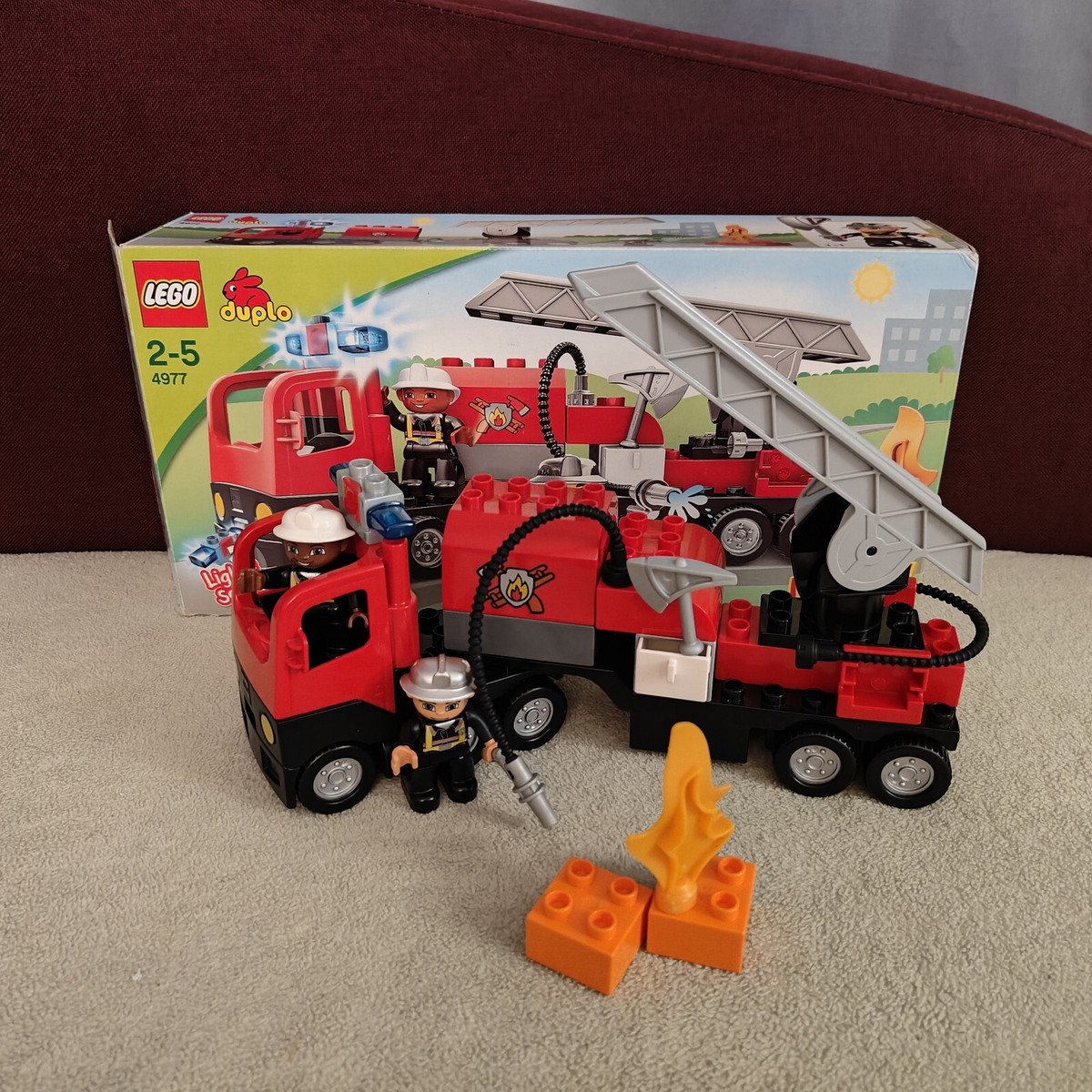 Lego Duplo 4977 Le Camion des Pompiers Complet incendie Son