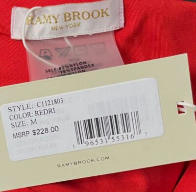 $228 Ramy Brook Women's Red Cassia Cutout One-Piece Swimsuit Size