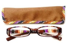 Calabria 731 Striped Reading Glasses w/Matching Case in Chocolate Brown 4.00