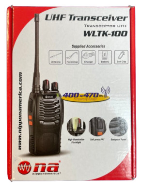NA WLTK-100, UHF Transceiver, 400-470 MHz, Chgr-Battery-Belt Clip-Handstrap- New