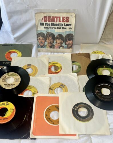 Lot Of 45 Records (16) 60s Beatles, Beach Boys, T. Rex & Cover 1960s Great!!